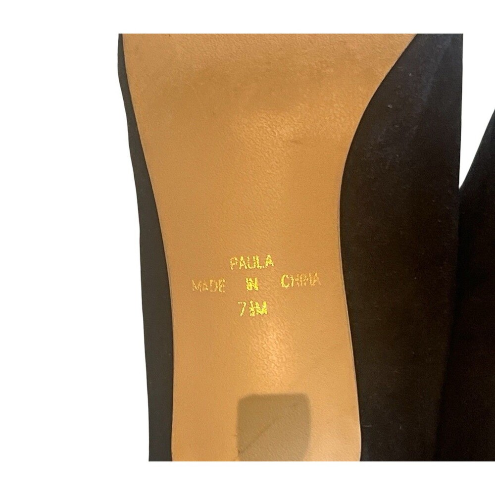 Vintage Carriage Court Black V Split Paula Suede Size 7.5M 2” Kitten Heels - Picture 15 of 16